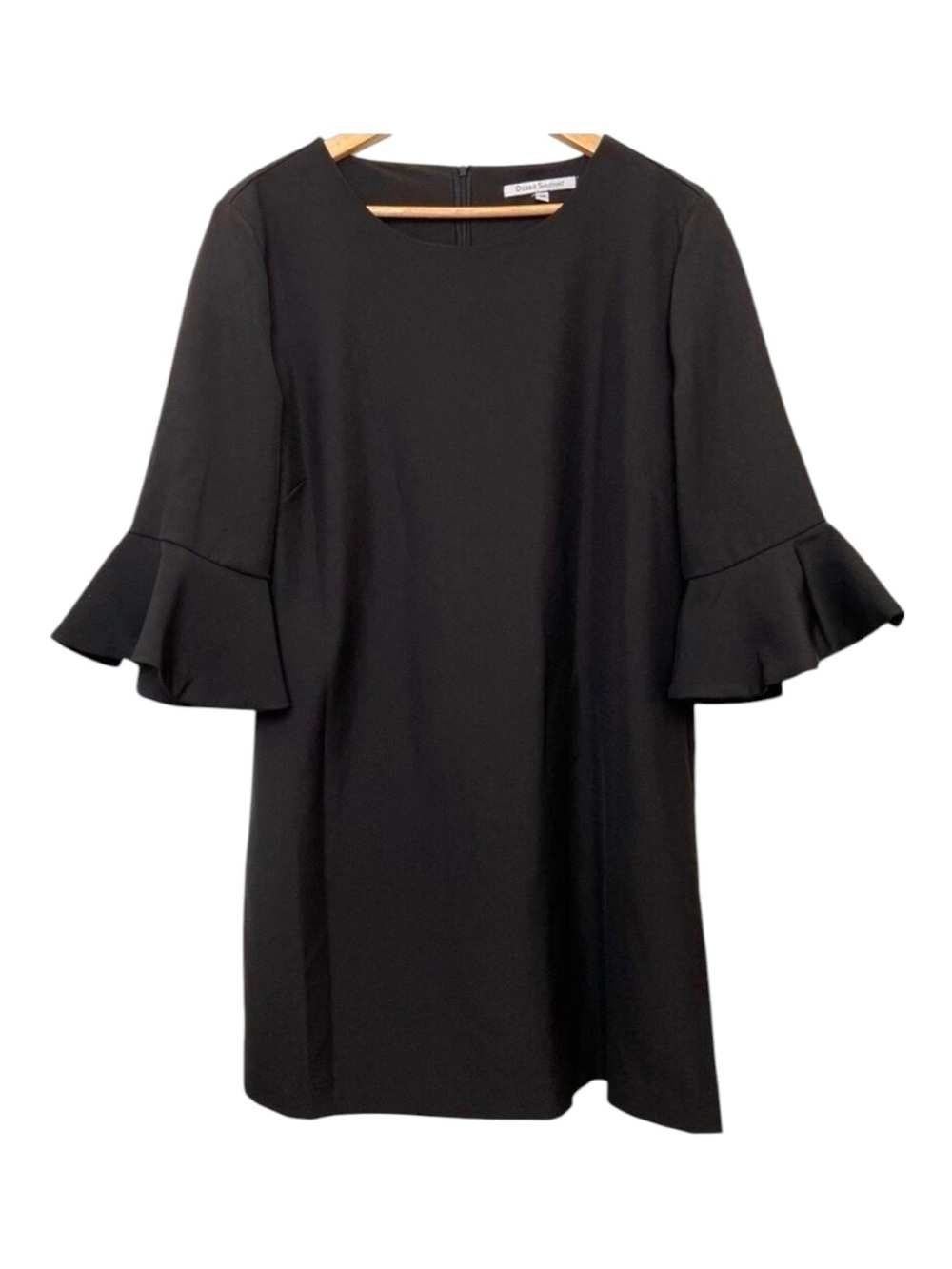 Debbie Shuchat black dress peplum 3/4 sleeves flattering little black dress 12
